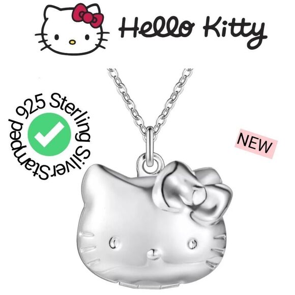 Hello Kitty Jewelry - Hello Kitty Locket Pendant Sterling Silver Necklace BRAND NEW